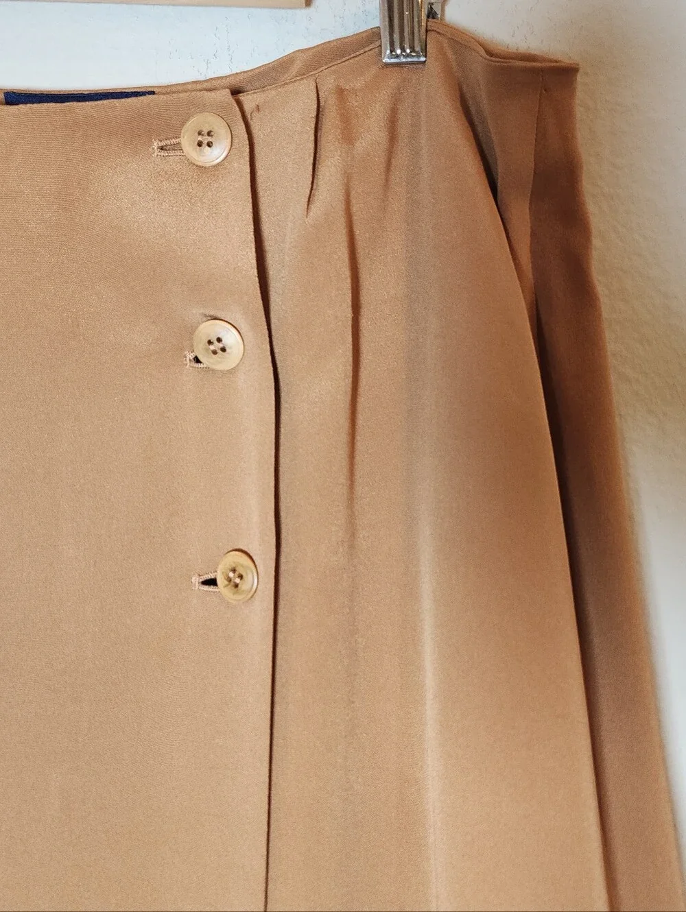100% Silk Wrap Maxi Skirt Golden Brown Bronze Tan Charter Club Women's Size 16